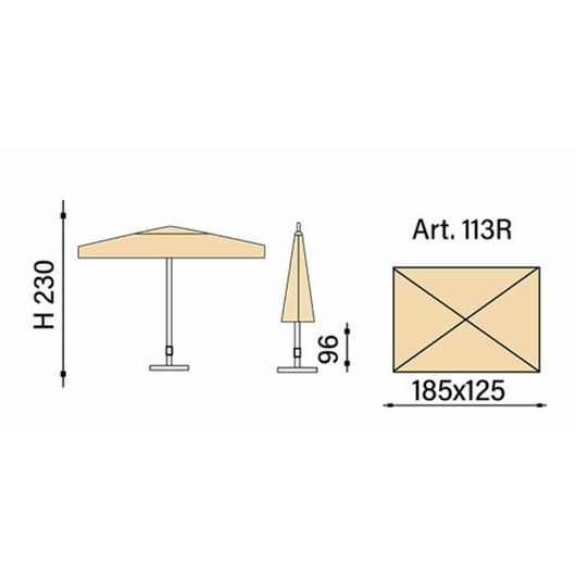 Ombrellone palo centrale Novara Made in Italy - 125 x 185 cm - Ecru