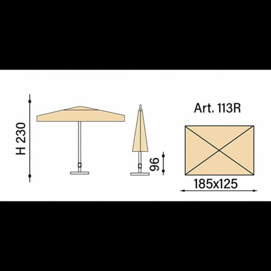 Ombrellone palo centrale Novara Made in Italy - 125 x 185 cm - blu
