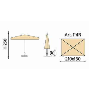 Ombrellone palo centrale Novara Made in Italy - 130 x 210 cm - Verde