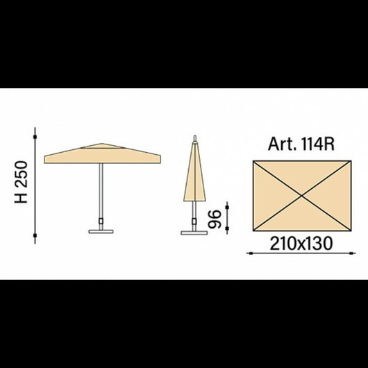 Ombrellone palo centrale Novara Made in Italy - 130 x 210 cm - Verde