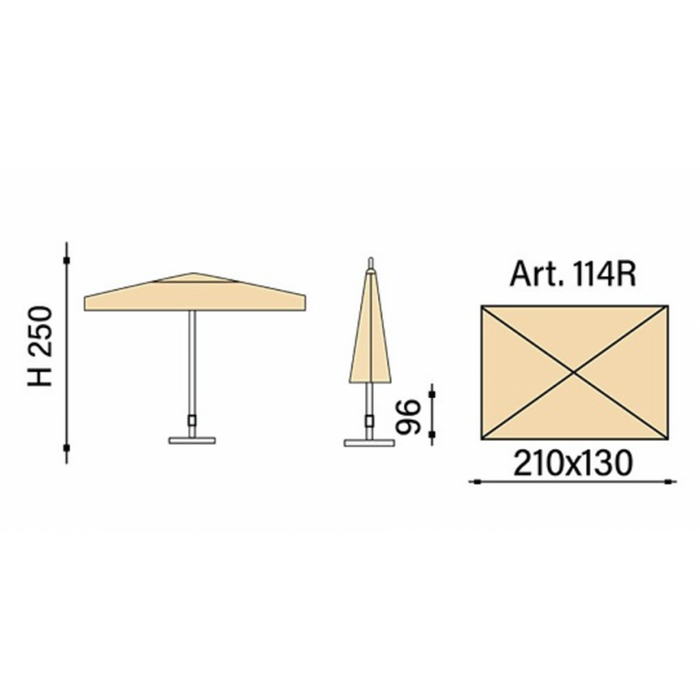 Ombrellone palo centrale Novara Made in Italy - 130 x 210 cm - Ecru