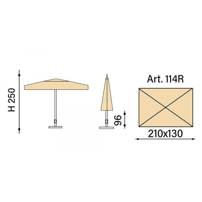 Ombrellone palo centrale Novara Made in Italy - 130 x 210 cm - Ecru