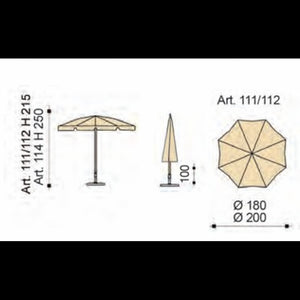 Ombrellone palo centrale Novara Made in Italy - diametro 200 cm - Verde