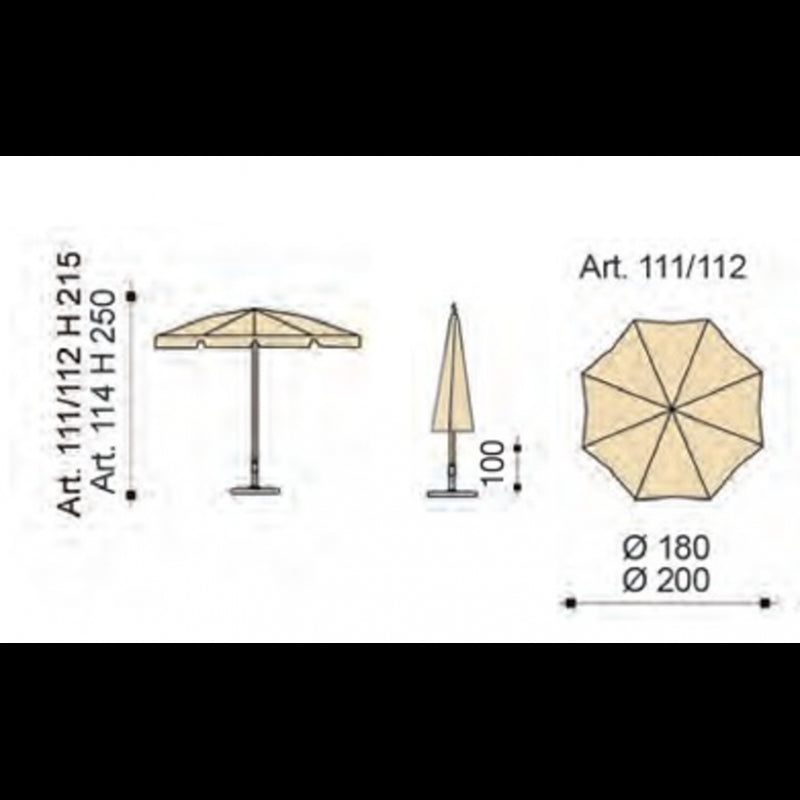 Ombrellone palo centrale Novara Made in Italy - diametro 200 cm - Verde