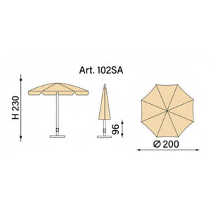 Ombrellone palo centrale Superalux Made in Italy - diametro 200 cm - turchese