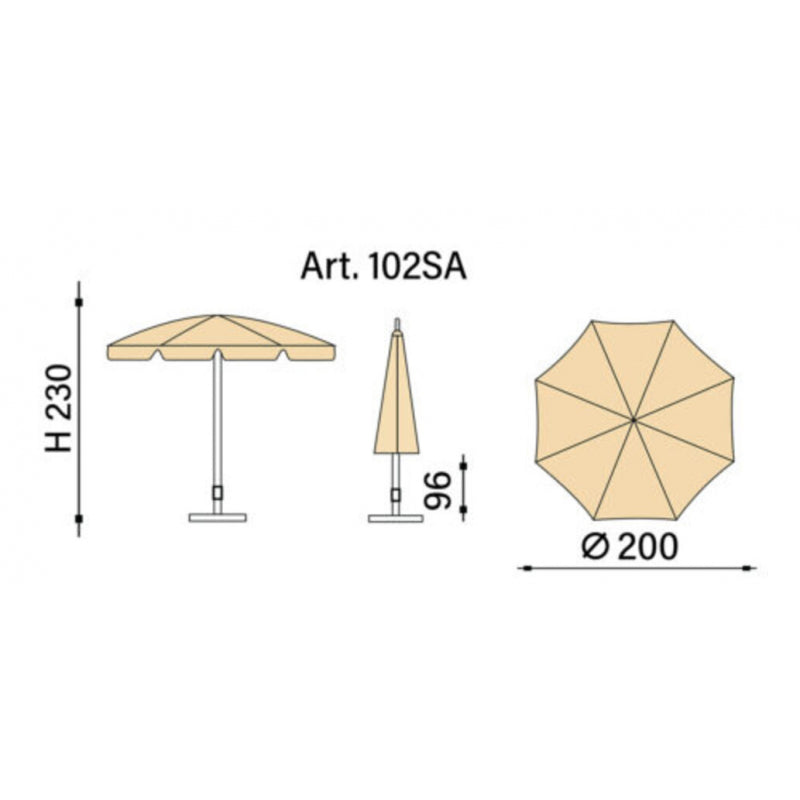 Ombrellone palo centrale Superalux Made in Italy - diametro 200 cm - Talpa