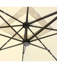 Ombrellone quadrato MOIA con luci 3x3m in poliestere ecrù con fusto laterale antracite