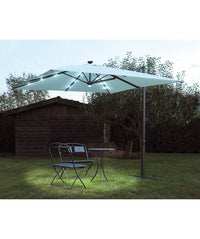 Ombrellone quadrato MOIA con luci 3x3m in poliestere ecrù con fusto laterale antracite