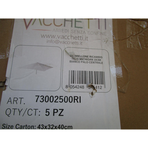 Ombrellone ricambio telo michigan 3x3m bianco palo centrale