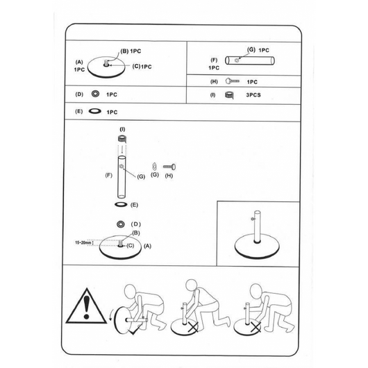 Ombrellone solo base bianco con decoro cm 50, kg25 misura tubo cm 5,8x0,12h28