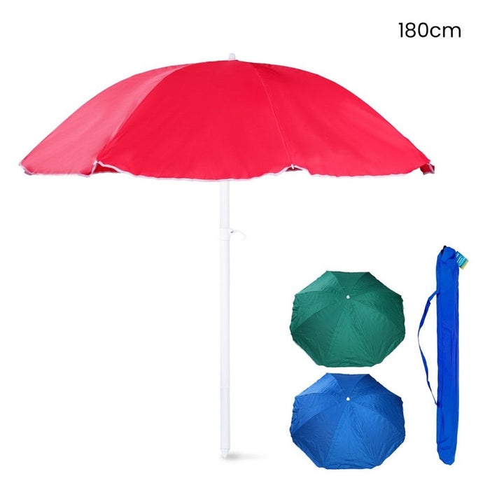 Trade Shop - Ombrellone Spiaggia Mare Da 180 Cm Tinta Unita Regolabile Con Sacca Trasporto 618405 -