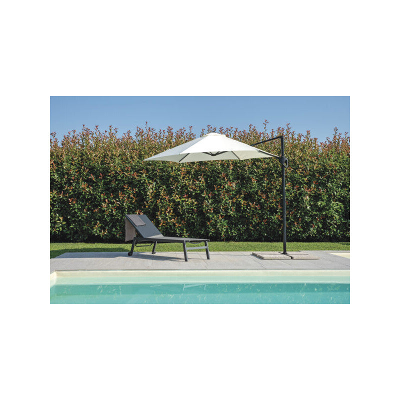 Ombrellone Tondo Ø 2,7 Palo Laterale Antracite Poliestere Ecru' Moia