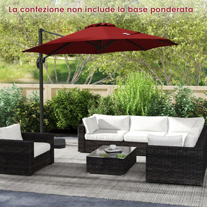 Ombrellone da esterno con base a forma di croce, Ombrellone con rotazione a 360¡ã per giardino e piscina e cortile Rosso-Ombrelloni
