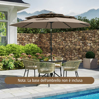 Ombrellone da patio solare 313 cm con tetto ventilato a 3 piani, Tenda parasole per tavolo da giardino Taupe-Ombrelloni
