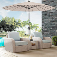 Ombrellone da mercato con costole in fibra di vetro inclinazione a pulsante, Ombrellone da patio rotondo di 265cm Beige-Ombrelloni