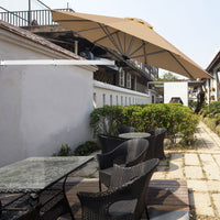 Ombrellone da muro per giardino inclinabile con asta regolabile, Ombrellone decentrato da parete 250cm Beige-Ombrelloni