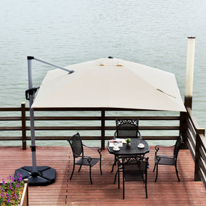 Ombrellone quadrato con base incrociata con palo in alluminio, Ombrellone con inclinazione regolabile Beige-Ombrelloni