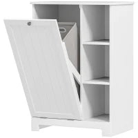 Mobile Bagno Portabiancheria con Cesto Rimovibile e Ripiani Regolabili, 60x38x86 cm, Bianco