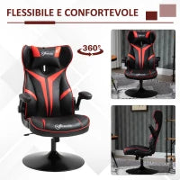 Sedia da Gaming, Sedia Ergonomica per Computer con Funzione Basculante, Sedia Girevole, Regolabile in Altezza, Acciaio, 67 x 75 x 106-112cm, Nero e Rosso