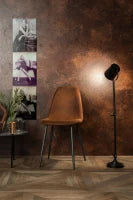 E-STYLO Sedia in similpelle marrone con gambe in metallo antracite, imbottita, 44cm X 50cm H. 84cm.