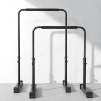 Set 2 Barre per Dip Regolabile su 4 Altezze con Maniglie Antiscivolo in Acciaio, 70x50x80-105 cm, Nero