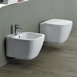 Sanitari sospesi One Rak Ceramics: WC, Bidet, Copriwater Bianco