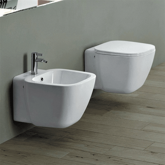 Sanitari sospesi One Rak Ceramics: WC, Bidet, Copriwater Bianco