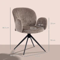 Sedia da Ufficio Ergonomica, Poltrona da Ufficio con Seduta Girevole a Ritorno Automatico, 60 x 66 x 86,5 cm, Beige