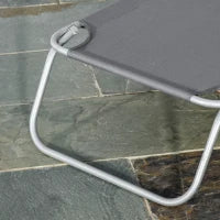 Lettino da Giardino con Schienale Regolabile in 5 Posizioni, Lettino Pieghevole in Metallo e Tessuto Oxford, 187x55x24cm, Grigio