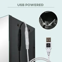 kleankin Armadietto con Specchio da Bagno a Parete in MDF con 3 Armadietti, 3 Ripiani e Luce LED, 90x15x65 cm, Nero