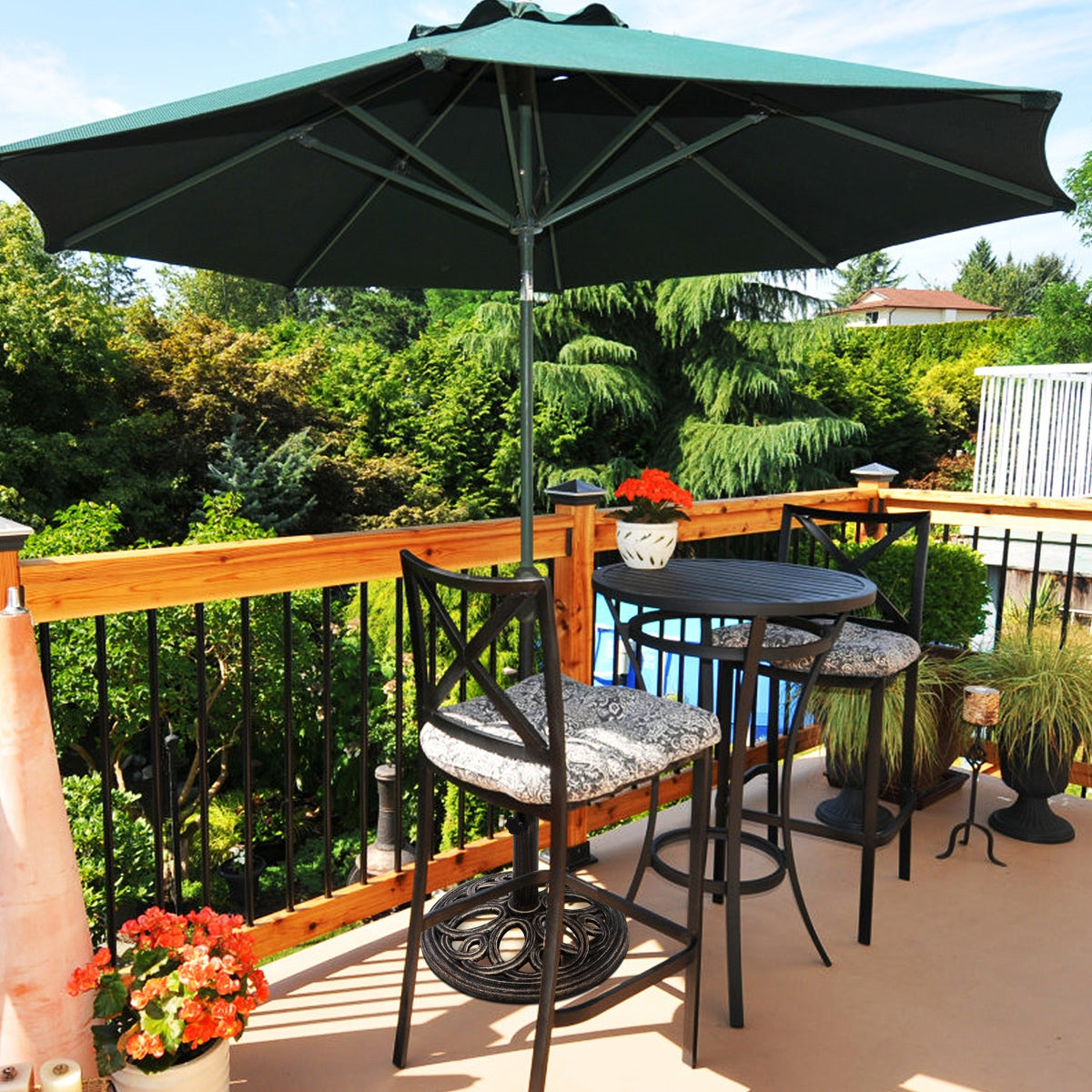 Base per ombrellone per cortile, Supporto resistente per ombrellone in ghisa per interno ed esterno-Basi per ombrellone