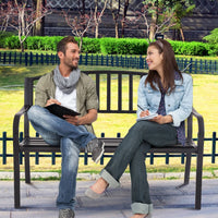 Panchina in acciaio da giardino, Panchina da esterno con design a strisce ideale per prato veranda portico cortile-Panchine