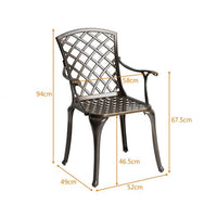 Set di 2 sedie da pranzo versatili in fusione di alluminio traforato schienale/seduta con braccioli portata 110 kg 20_0004893