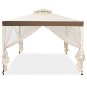Gazebo a doppio tetto con zanzariera 3x3M da esterno e campeggio Beige-Gazebo