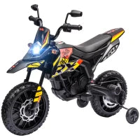 Moto per Bambini 12V con Ruote di Supporto, Luci LED, Musica, USB, Moto Elettrica per Ragazzi e Ragazze, Giallo