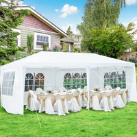 Tendone impermeabile portatile con 4 pareti rimovibili, Gazebo da esterno 6x3x2,5m Bianco-Gazebo