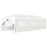 Gazebo impermeabile 3 x 9 m con pali resistenti, Pergola per matrimonio eventi in spiaggia barbecue, Bianco-Gazebo
