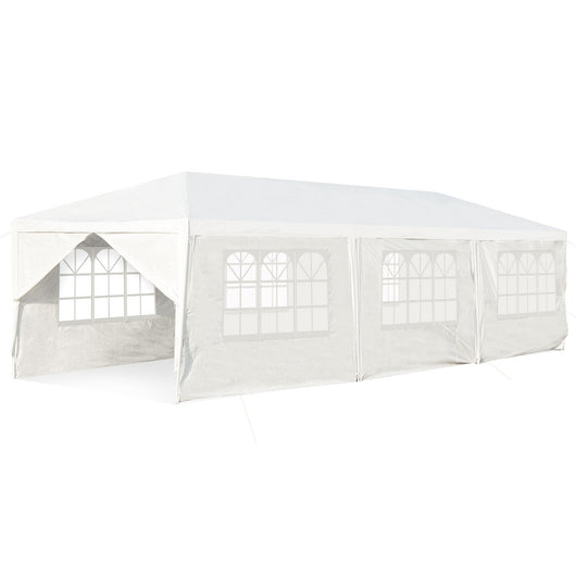 Gazebo impermeabile 3 x 9 m con pali resistenti, Pergola per matrimonio eventi in spiaggia barbecue, Bianco-Gazebo