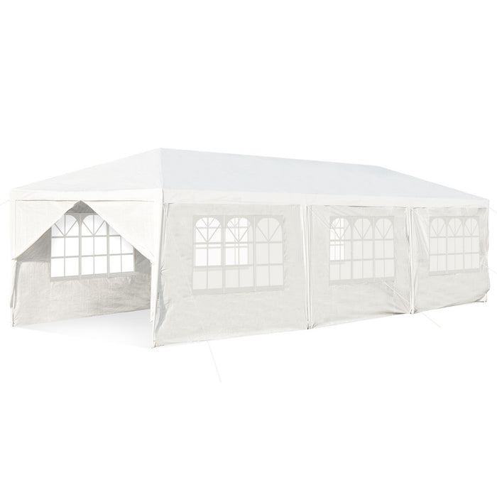 Gazebo impermeabile 3 x 9 m con pali resistenti, Pergola per matrimonio eventi in spiaggia barbecue, Bianco-Gazebo
