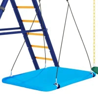 Set altalena Giardino multifunzionale con 3altalene, struttura da arrampicata, canestro da basket,per 3-8anni,Antico blu