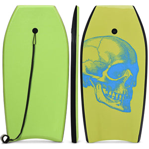 Bodyboard da 41 pollici con cinghia da 90 cm Tavola da surf con fantastico motivo a teschio in colore verde per adulto 20_0000293