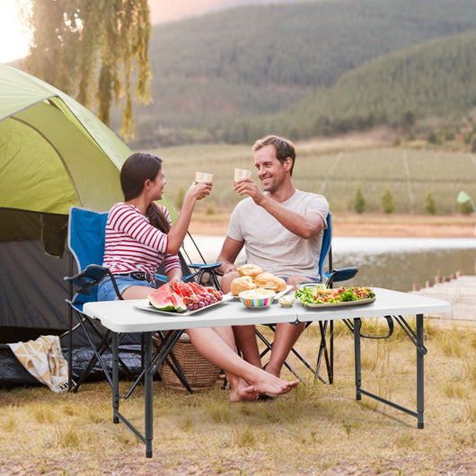 Tavolo pieghevole multiuso con 3 altezze regolabili, Tavolo multiuso design con chiusura-Tavoli e sedie da campeggio