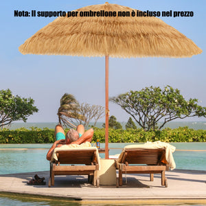 Ombrellone da spiaggia 200cm con ancora inclinata, Ombrellone portatile per spiaggia cortile e piscina Naturale-Ombrelloni
