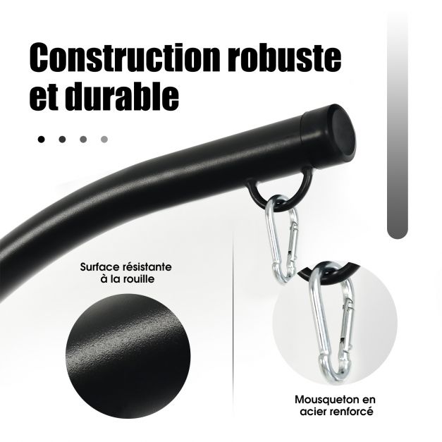 Sedia sospesa da giardino supporto portata max 150 kg altezza 207 cm base a croce in acciaio forma c indoor/outdoor 20_0009304