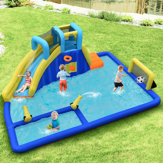 Castello gonfiabile 6 in 1 con scivolo per uso asciutto o bagnato, Parco acquatico gonfiabile 526x373x203cm-Strutture gonfiabili da salto