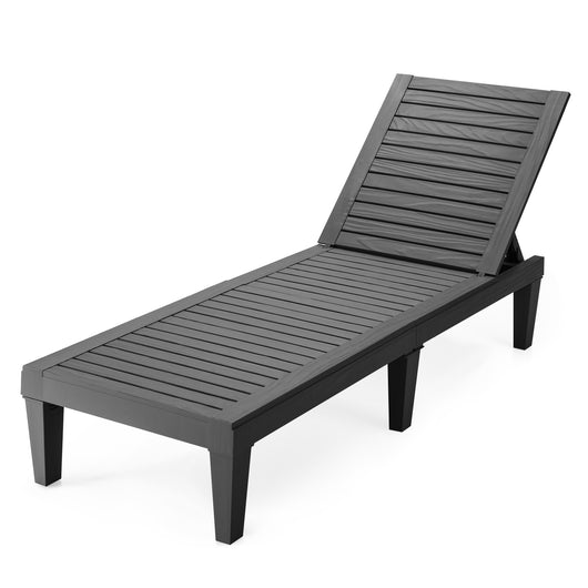Chaise longue da esterno con schienale regolabile, Sedia reclinabile resistente alle intemperie per cortile Nero-Poltrone e sdraio