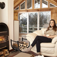 Scaffale di metallo a forma di U per legna da ardere con base stabile-Scaffale resistente per interno ed esterno