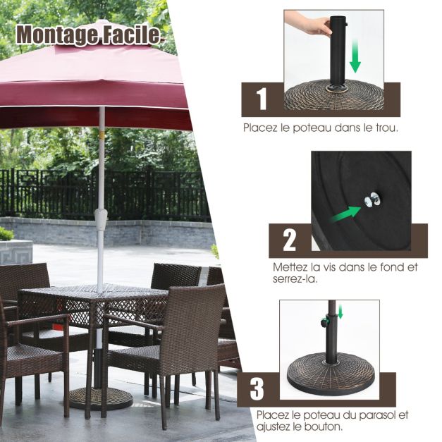 Base per ombrellone da giardino, base rotonda da 45 cm, in resina resistente agli agenti atmosferici, per pali diametro 38/48 mm, da giardino e spiaggia 20_0007864