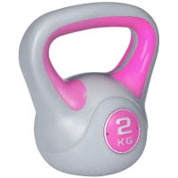 Kettlebell 8kg in PU e Sabbia con Base Piatta e Impugnatura per Stacchi, Squat e Sollevamenti, 18x10x20 cm, Rosa