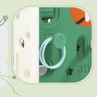 Scivolo combinato per bambini con scivolo lungo, scatola portaoggetti, tunnel, scala a pioli e canestro da basket, facile da montare e comodo da riporre, 152×186×110 cm,Verde Antico